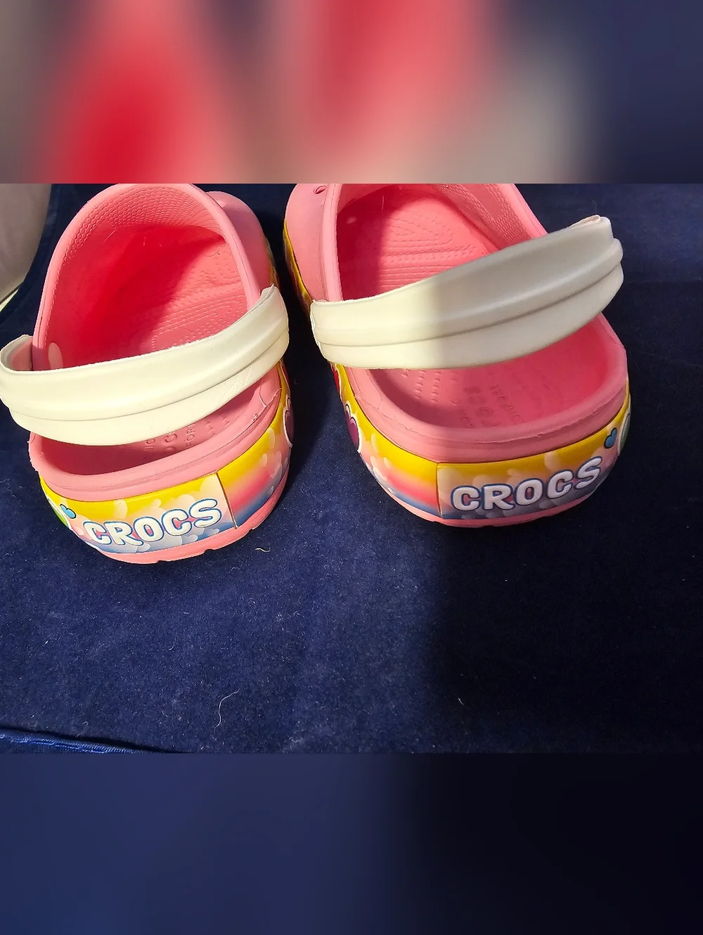 CROCS Kids Pink Unicorn Pegasus Clogs with Rainbow Trim